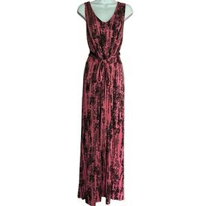 Vintage Nicole Richie Collection Pink & Black Patterned Sleeveless Maxi Dress L
